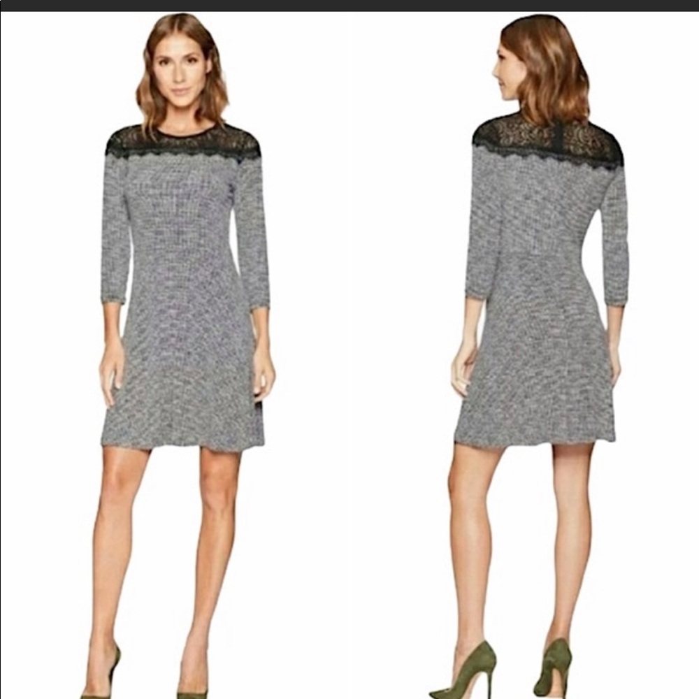 Michael Kors Black And White Herringbone Dress